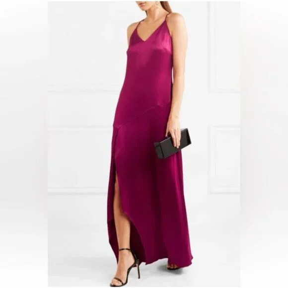 Halston Heritage Women's pink Satin Slip Gown Size 0 Classic Event Wedding maxi - Picture 3 of 6